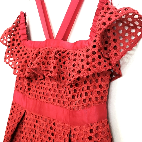 Nwt ASOS Cold Shoulder Maternity Red Eyelit Lace Circles Red Dress - Picture 10 of 16